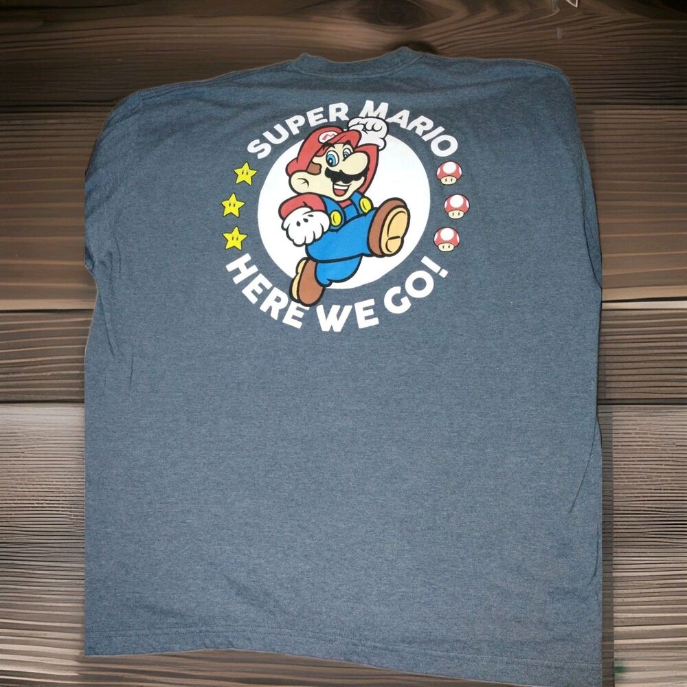 Nintendo Super Mario Here We Go Mario Long Sleeve Graphic T-Shirt 4XL